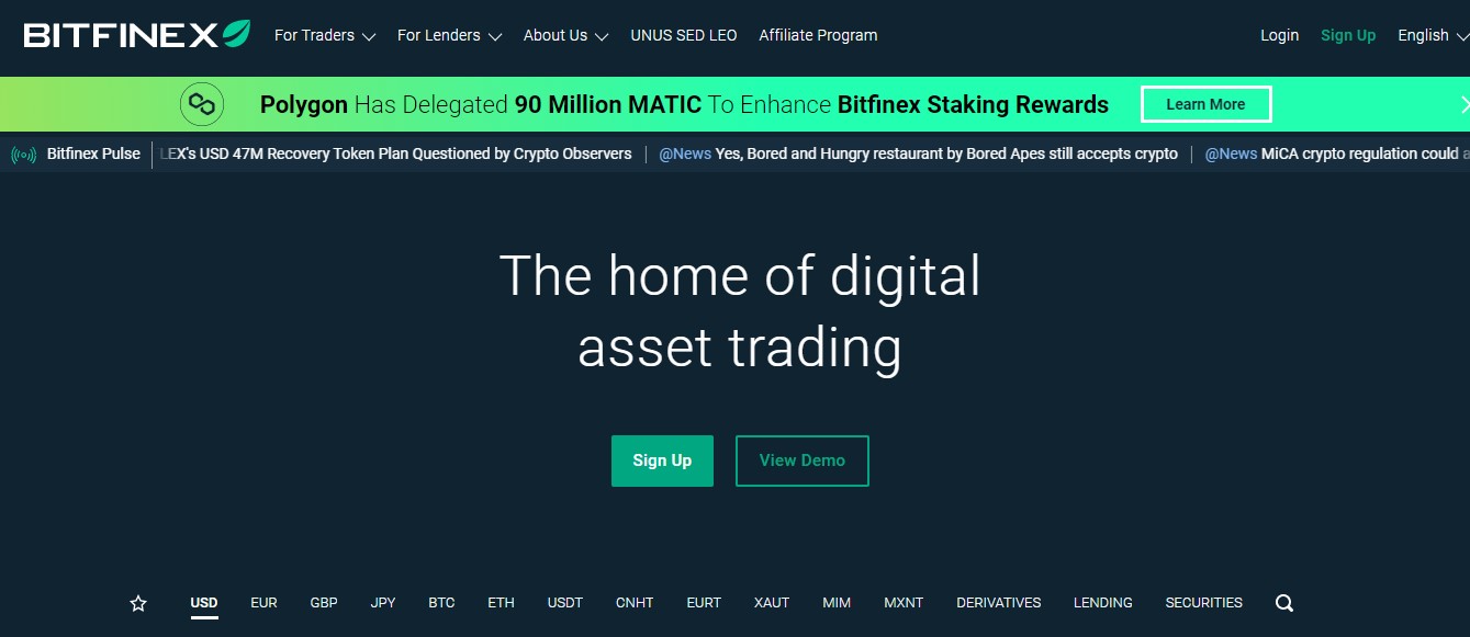 Bitfinex website